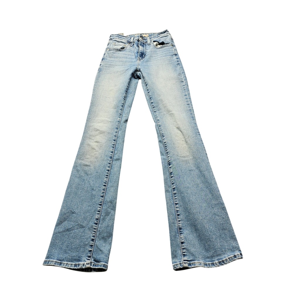 Levis 725 High Rise Bootcut Jeans Womens 25 Blue Light Wash Denim Stretch 5254